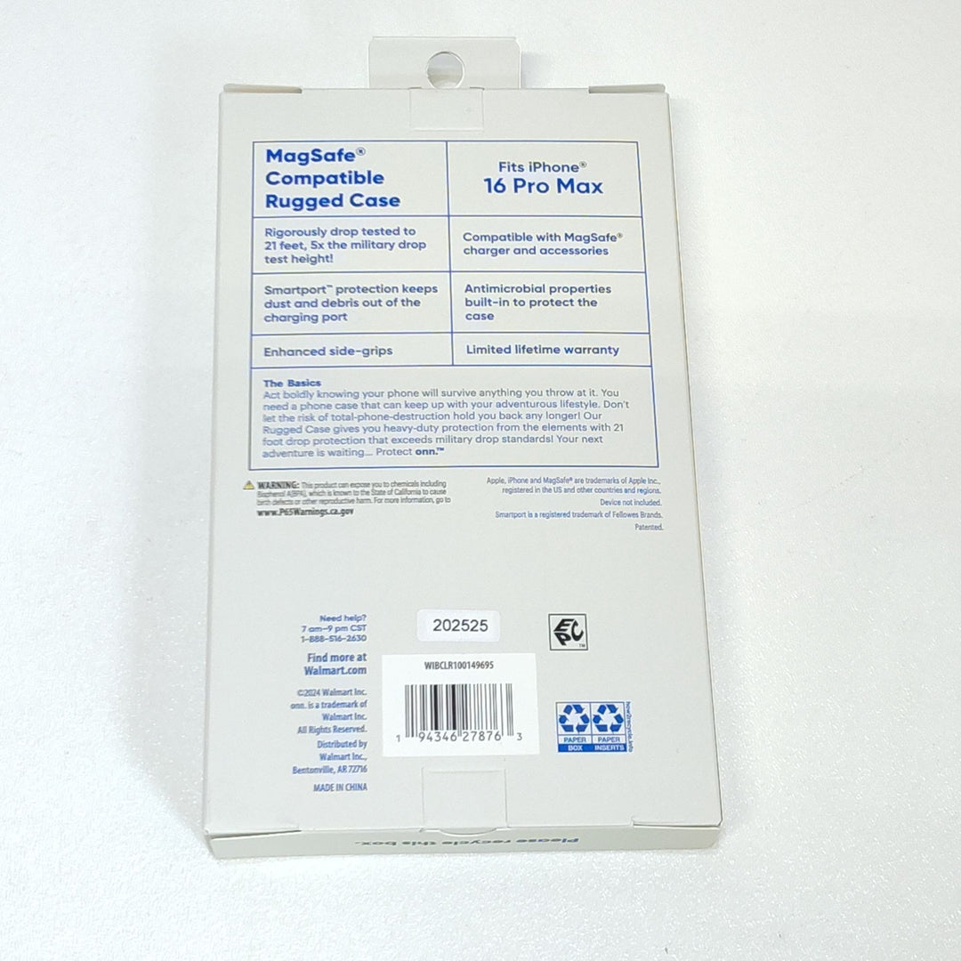 Protect Onn iPhone 16 Pro Max MagSafe Compatible Rugged Case 21' Drop Tested NIB Retail $29.97