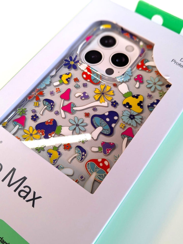 onn. iPhone 16 Pro Max Cases and Screen Protector: Mushroom Case, Black Gel Case, Glass Screen Protector Retail $8.97