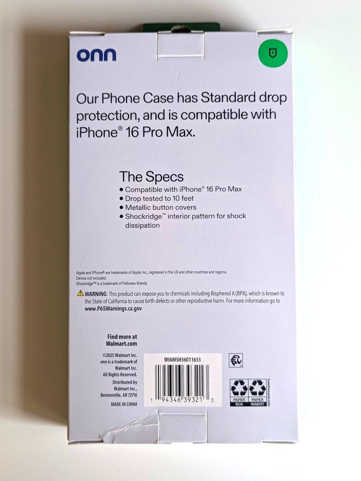 onn. iPhone 16 Pro Max Cases and Screen Protector: Mushroom Case, Black Gel Case, Glass Screen Protector Retail $8.97