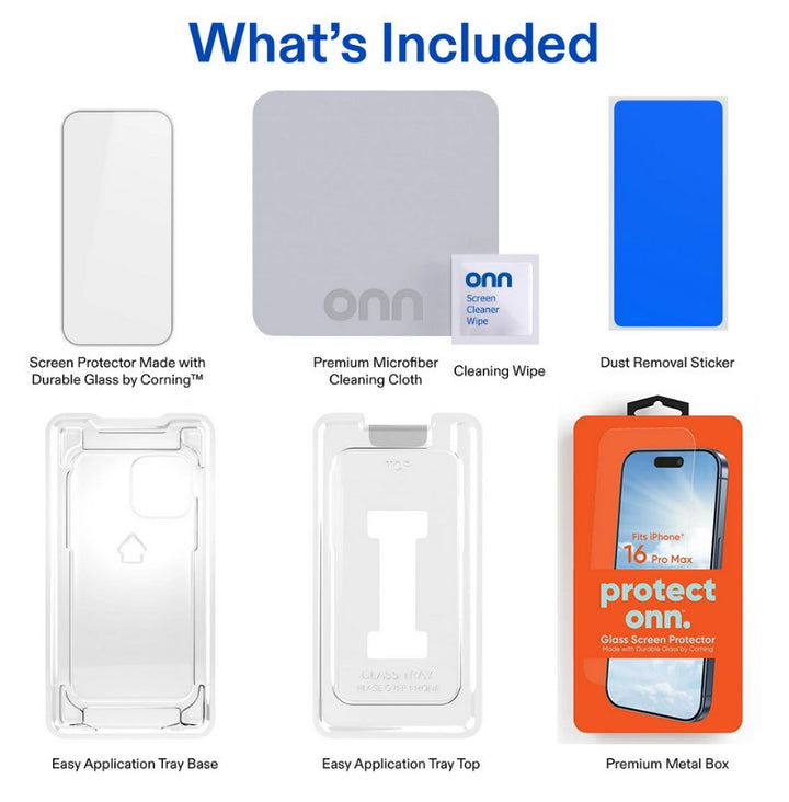 onn. iPhone 16 Pro Max Cases and Screen Protector: Mushroom Case, Black Gel Case, Glass Screen Protector Retail $8.97