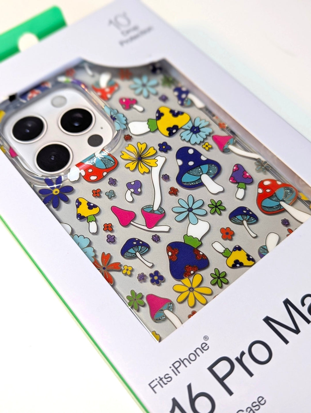 onn. iPhone 16 Pro Max Cases and Screen Protector: Mushroom Case, Black Gel Case, Glass Screen Protector Retail $8.97