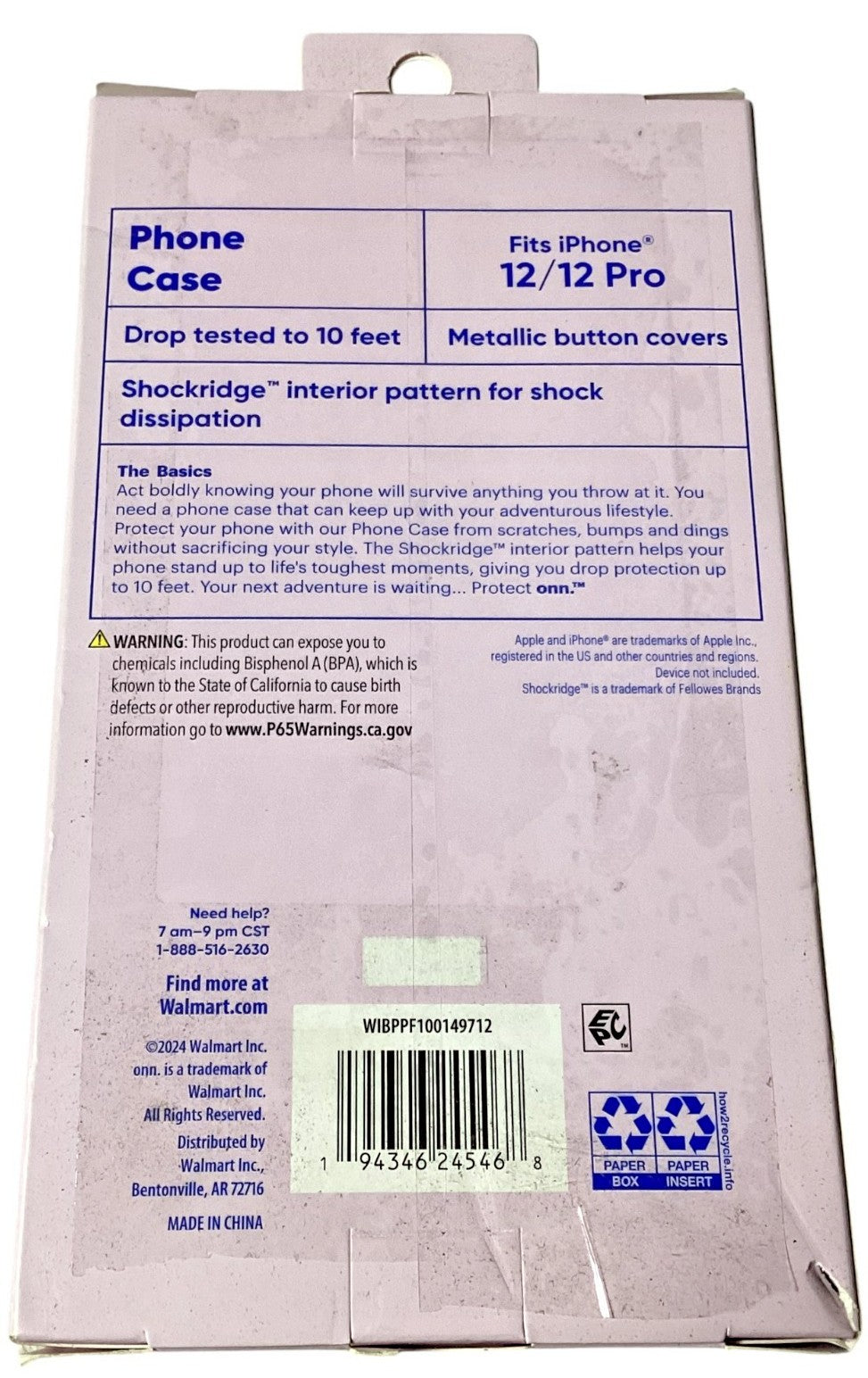 Onn: Protect Phone Case Floral Pattern, for iPhone 12 & iPhone 12 Pro Models Retail $12.98