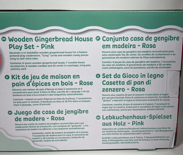 Christmas Gingerbread House Pink Playset Melissa & Doug Wooden Reusable 38 Piece