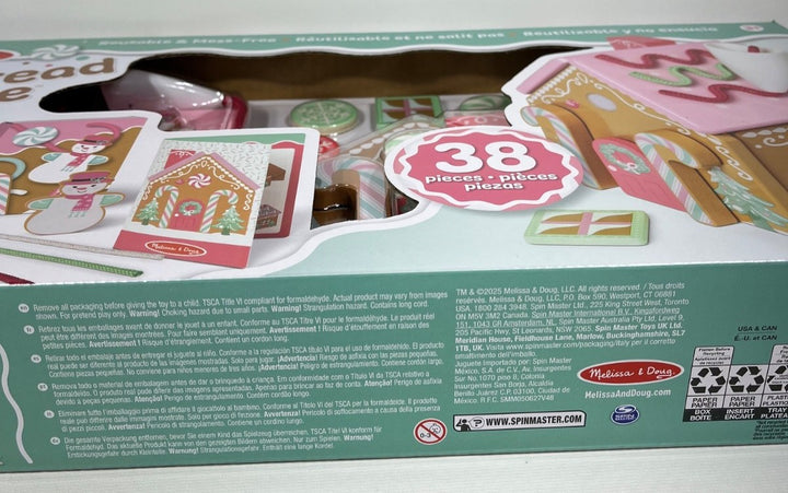 Christmas Gingerbread House Pink Playset Melissa & Doug Wooden Reusable 38 Piece