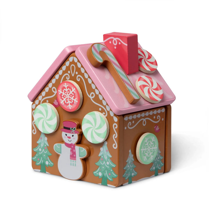 Christmas Gingerbread House Pink Playset Melissa & Doug Wooden Reusable 38 Piece
