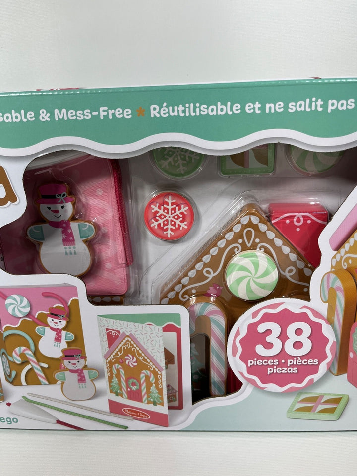Christmas Gingerbread House Pink Playset Melissa & Doug Wooden Reusable 38 Piece