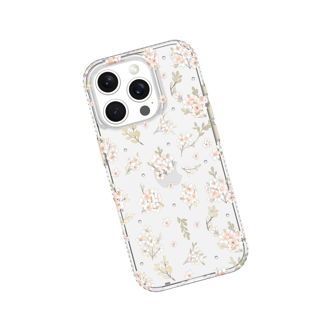 Onn Pink Floral with Gems Phone Case for iPhone 16 Pro Retail $12.98