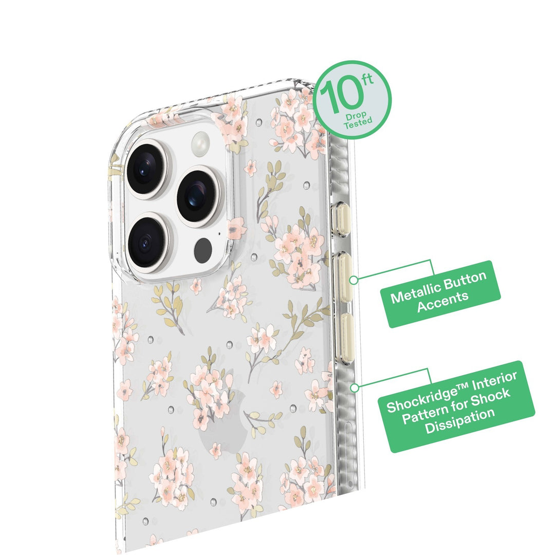 Onn Pink Floral with Gems Phone Case for iPhone 16 Pro Retail $12.98