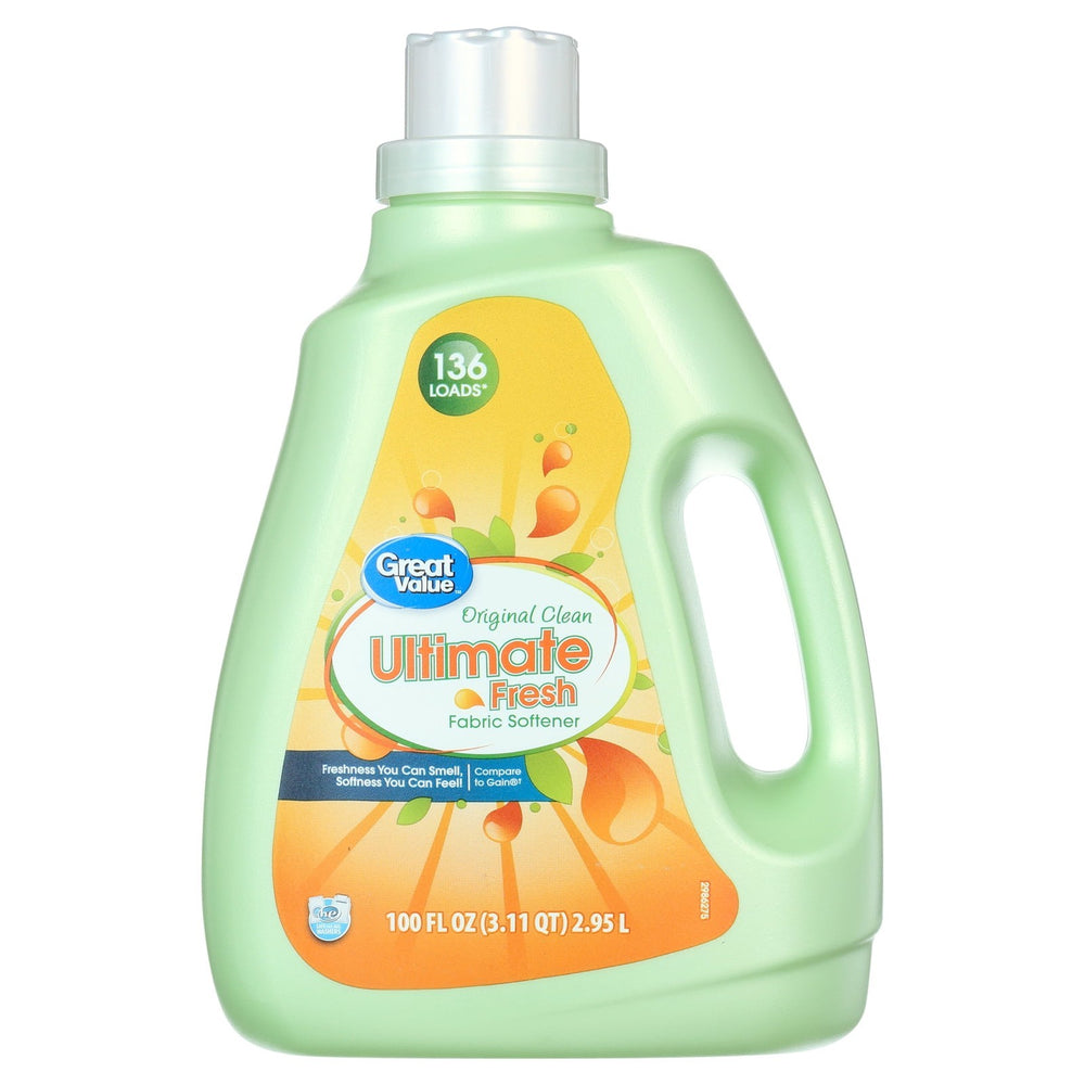 Great Value Ultimate Fresh Fabric Softener  Original Clean  100 Fl Oz  136 Loads  Compare to Gain® Retail $7.97
