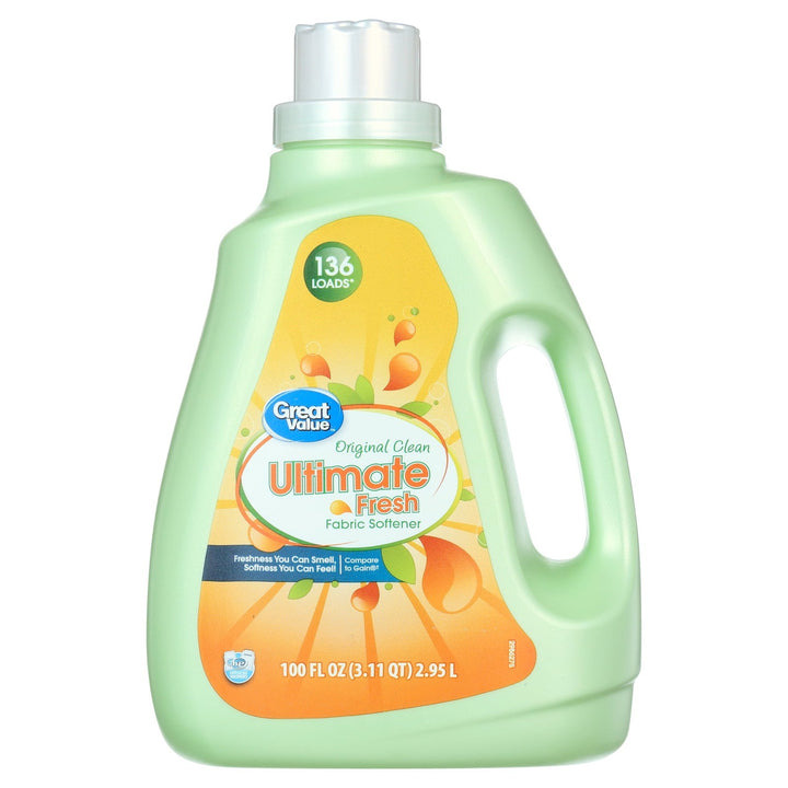 Great Value Ultimate Fresh Fabric Softener  Original Clean  100 Fl Oz  136 Loads  Compare to Gain® Retail $7.97