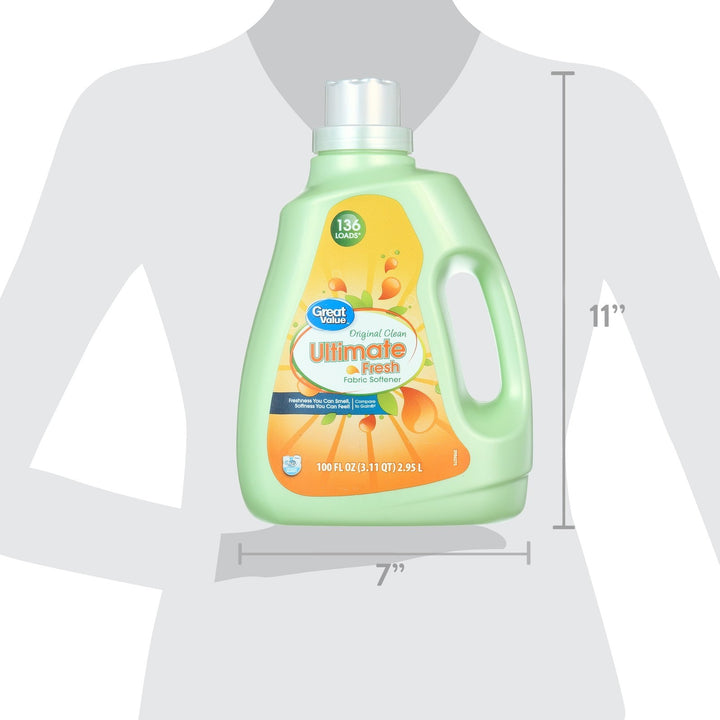 Great Value Ultimate Fresh Fabric Softener  Original Clean  100 Fl Oz  136 Loads  Compare to Gain® Retail $7.97