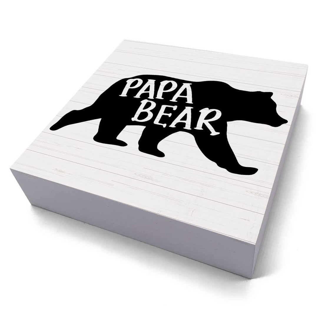 Papa Gifts Funny Dad Birthday Gift Desk Decor Wooden Box Sign Rustic Wood Block Plaque Box Sign Unique Christmas Gifts for New Dad Father Shelf Table Decoration 5.1 x 5.1 Inches