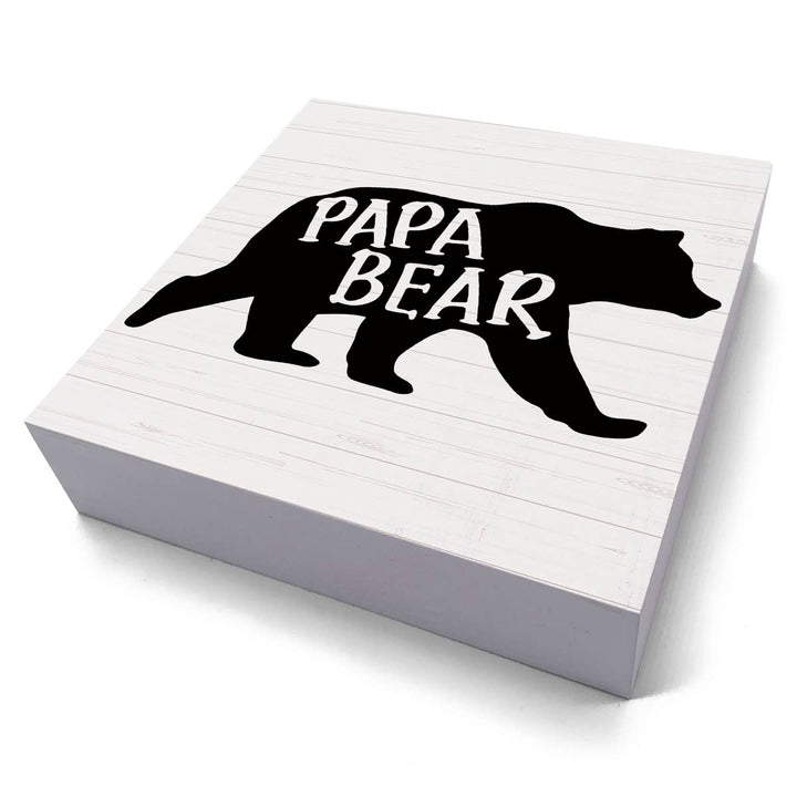 Papa Gifts Funny Dad Birthday Gift Desk Decor Wooden Box Sign Rustic Wood Block Plaque Box Sign Unique Christmas Gifts for New Dad Father Shelf Table Decoration 5.1 x 5.1 Inches