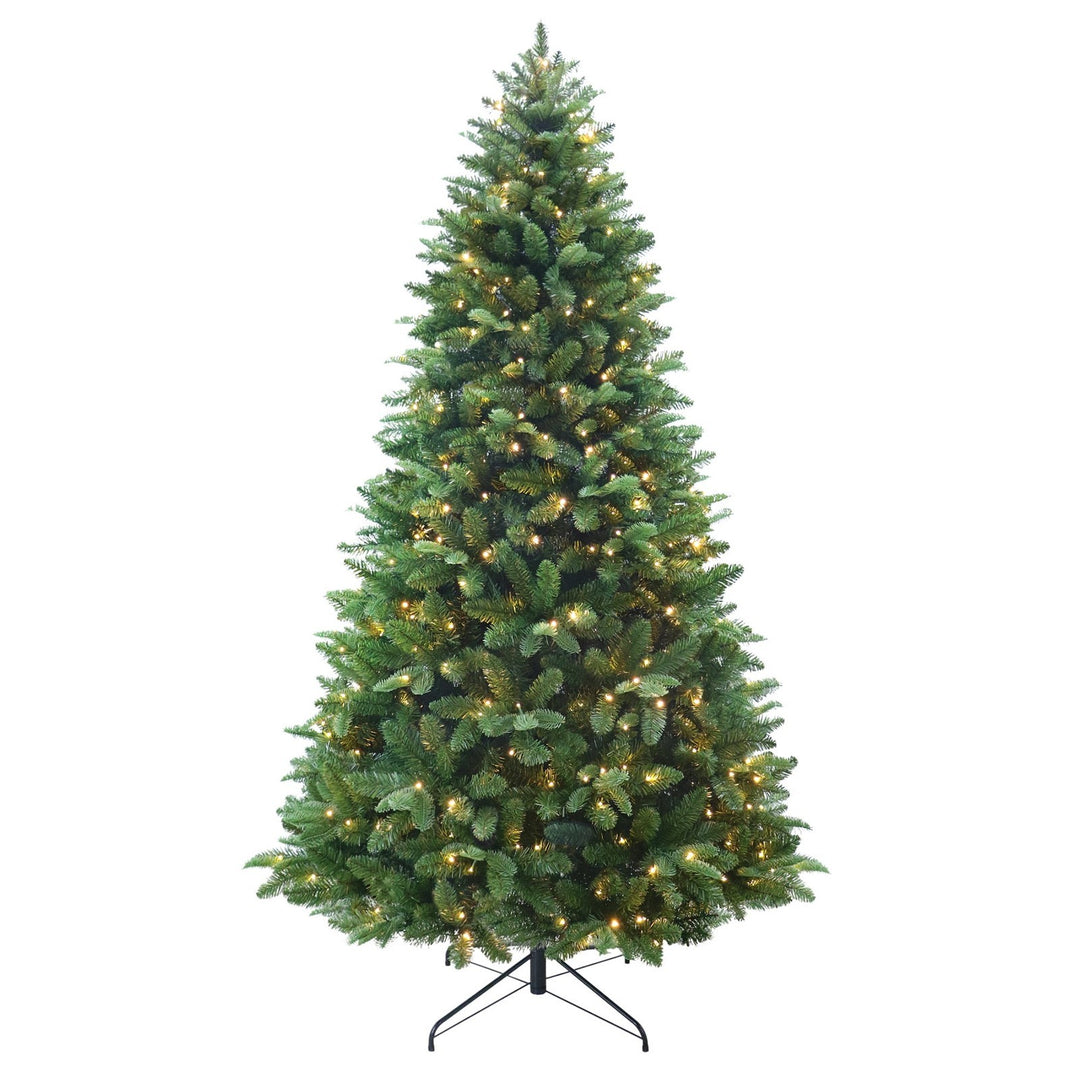 Holiday Time 7.5 Ft Pre-Lit Amherst Spruce Green Artificial Christmas Tree, 400 Retail $74.99