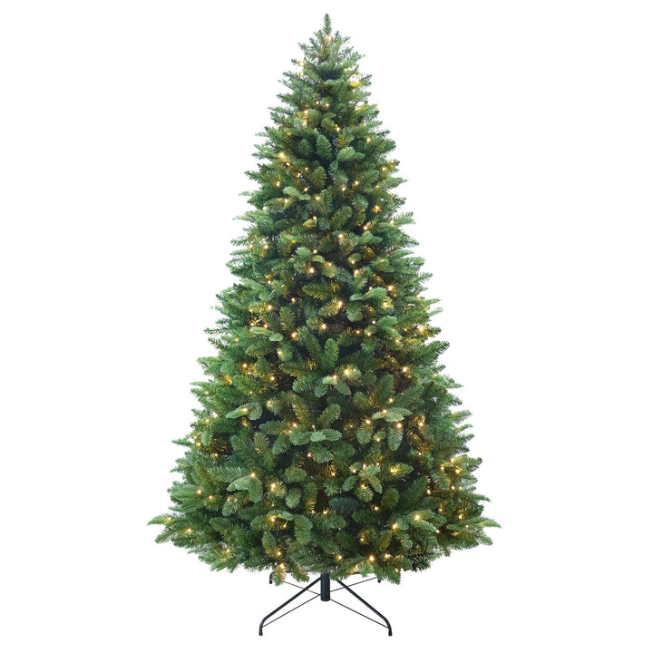 Holiday Time 7.5 Ft Pre-Lit Amherst Spruce Green Artificial Christmas Tree, 400 Retail $74.99