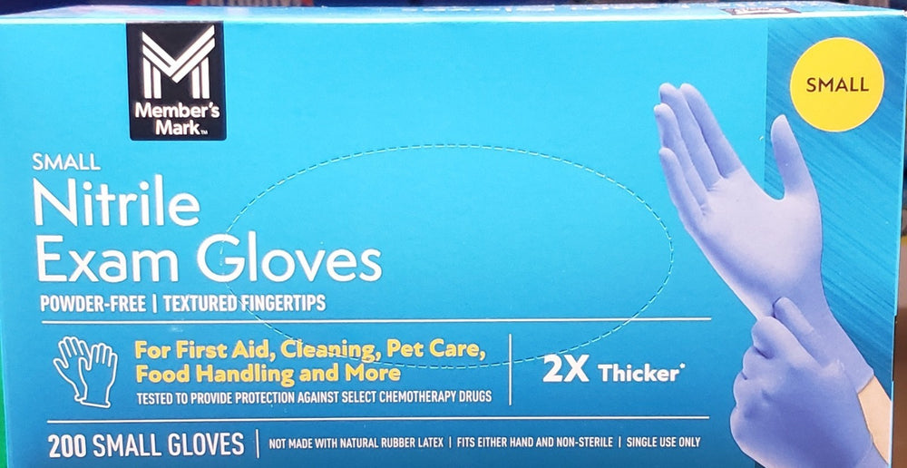 Member's Mark Size SMALL Nitrile Exam Gloves  200 Ct Box Powder Free Fresh Stock Retail $19.99