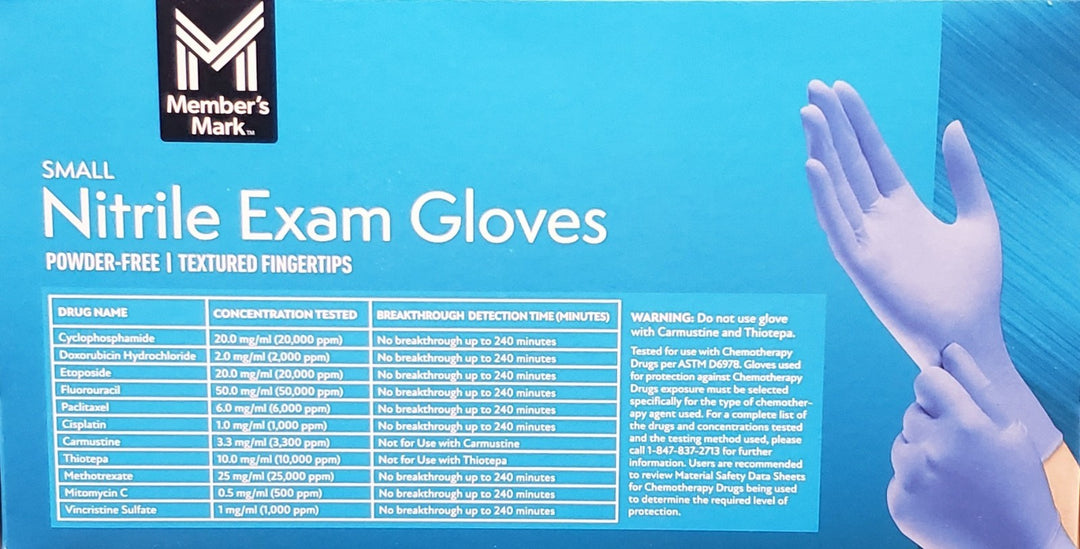 Member's Mark Size SMALL Nitrile Exam Gloves  200 Ct Box Powder Free Fresh Stock Retail $19.99