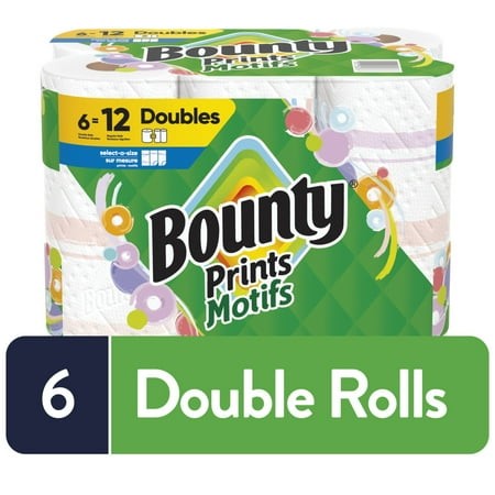 Bounty Paper Towels Select-a-Size Print  6 Double Rolls  82 Sheets per Roll Retail $12.99