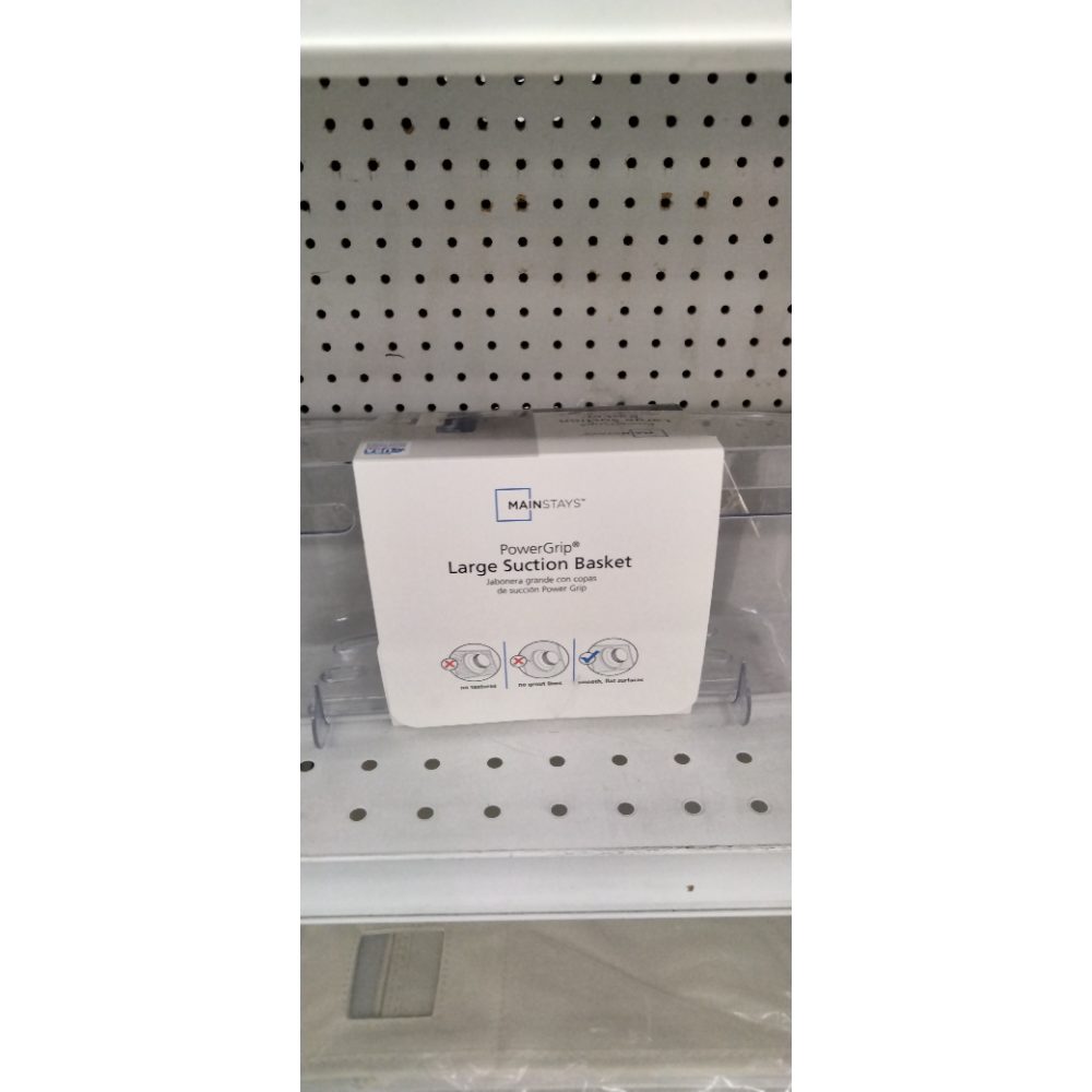 Clear Large Suction Shower Storage Basket  1 Shelf  Plastic  No Tools  Mainstays Power Grip Suction