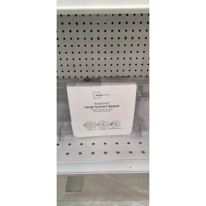 Clear Large Suction Shower Storage Basket  1 Shelf  Plastic  No Tools  Mainstays Power Grip Suction