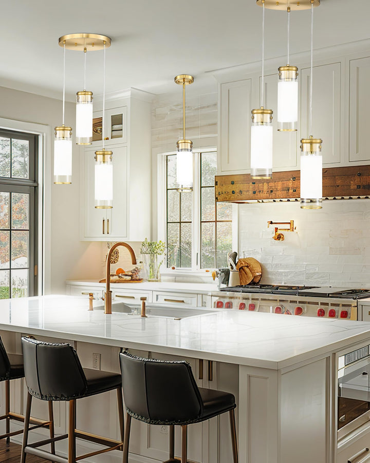 JAZAVA LED Pendant Light Fixture, Modern Hanging Light with Brushed Nickel Finish, 8W 3000/4500/6000K Kitchen Island Light for Dining Room Bedroom Bathroom Hallway (3 Pack), PL105BN-3PK