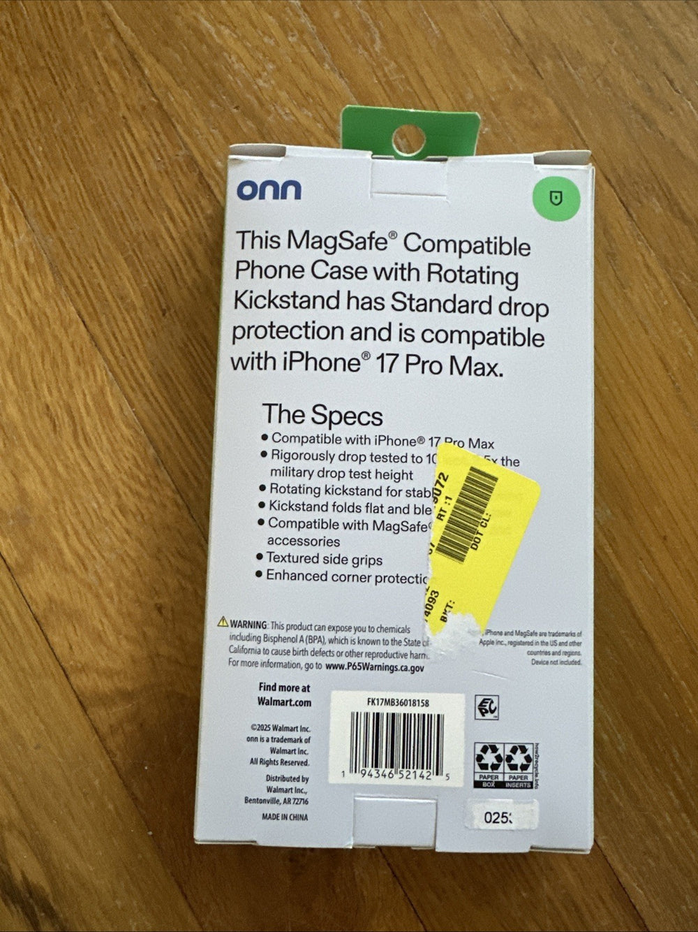 Onn  MagSafe Compatible Phone Case with Kickstand for iPhone 17 Pro Max Retail $17.88