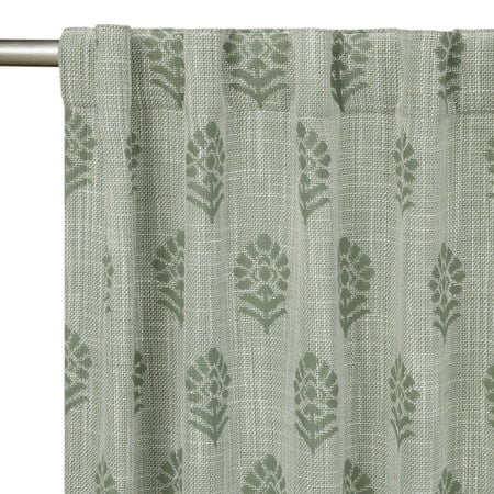 Better Homes & Gardens Floral Block Print Blackout Single Curtain Panel  Green  50 W X 84 L Retail $27.96