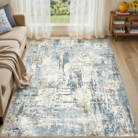 UERMEI 6 X9  Area Rugs for Living Room  Washable Non Slip Indoor Rug for Bedroom Home Decor Carpets  Modern Abstract Printed Carpet  Blue Retail $64.99