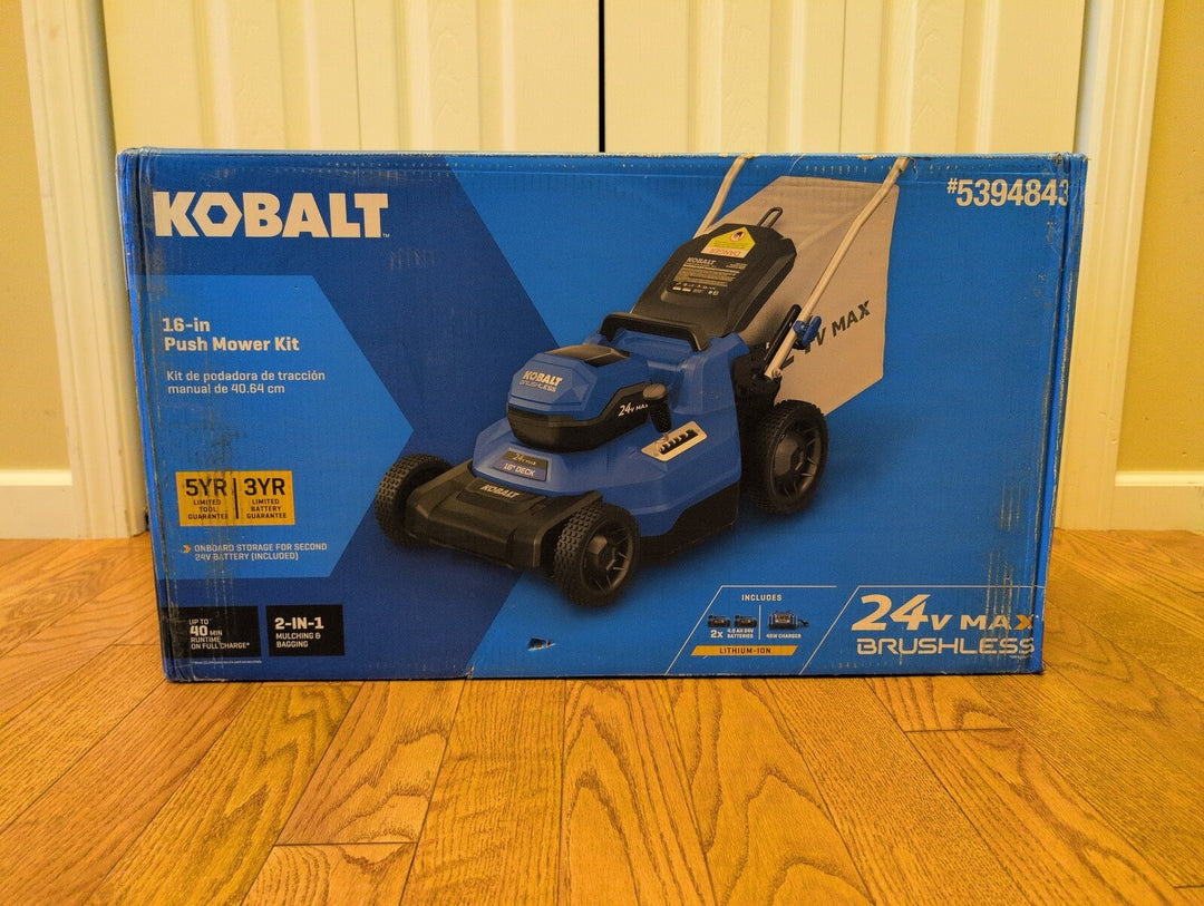 Kobalt 24-volt, 16-in Push Battery Walk Mower with (2) 4 Ah Battery Included Retail $329.00