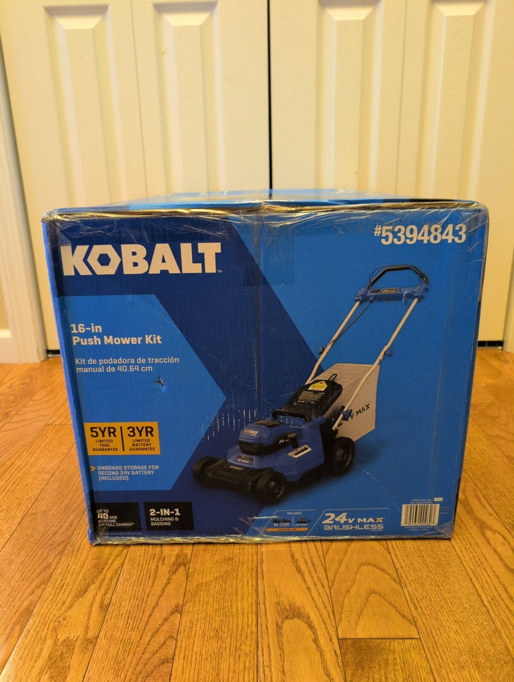 Kobalt 24-volt, 16-in Push Battery Walk Mower with (2) 4 Ah Battery Included Retail $329.00