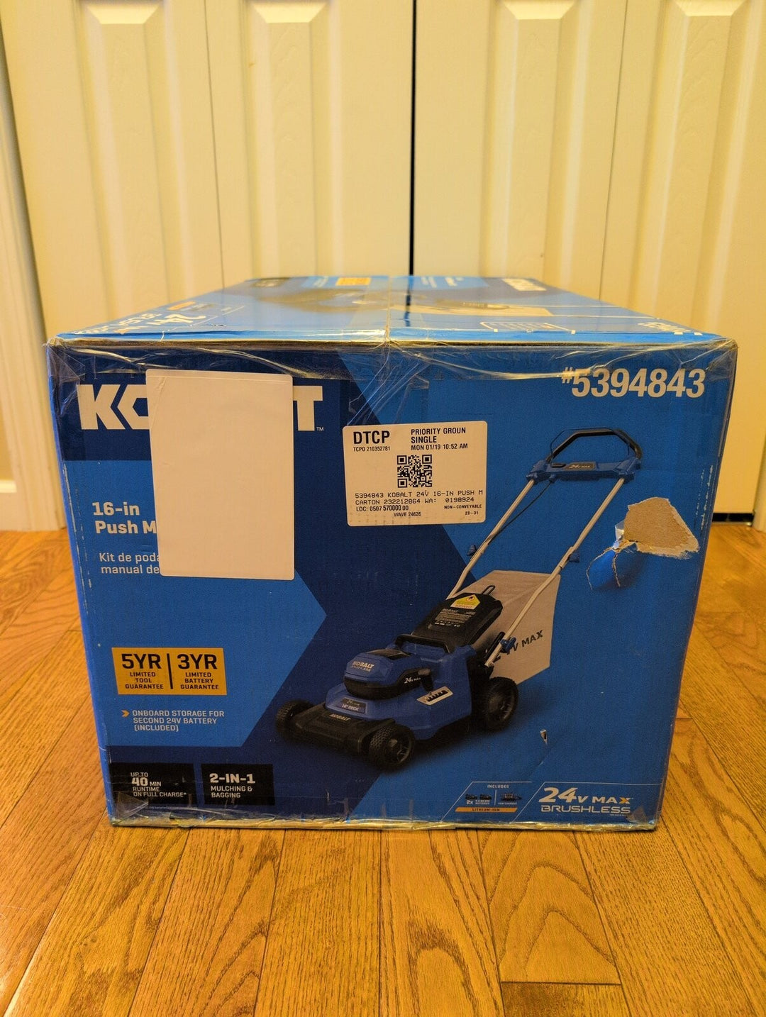 Kobalt 24-volt, 16-in Push Battery Walk Mower with (2) 4 Ah Battery Included Retail $329.00