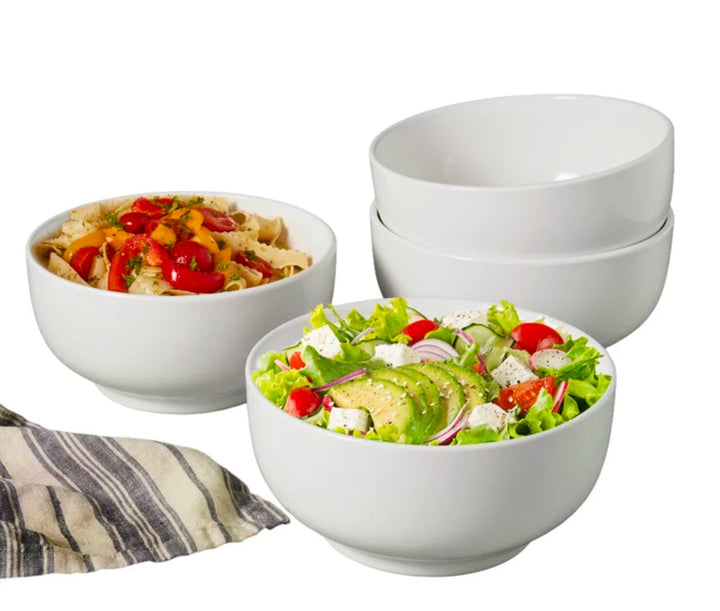 Denmark 4-piece White All Purpose Durable Vitrified Porcelain Bowls Ramen, Salad Retail $11.99