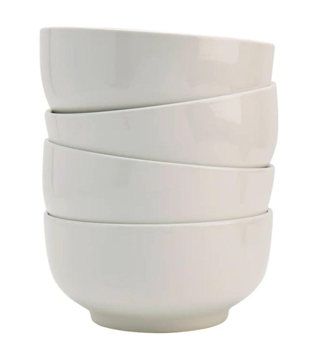 Denmark 4-piece White All Purpose Durable Vitrified Porcelain Bowls Ramen, Salad Retail $11.99