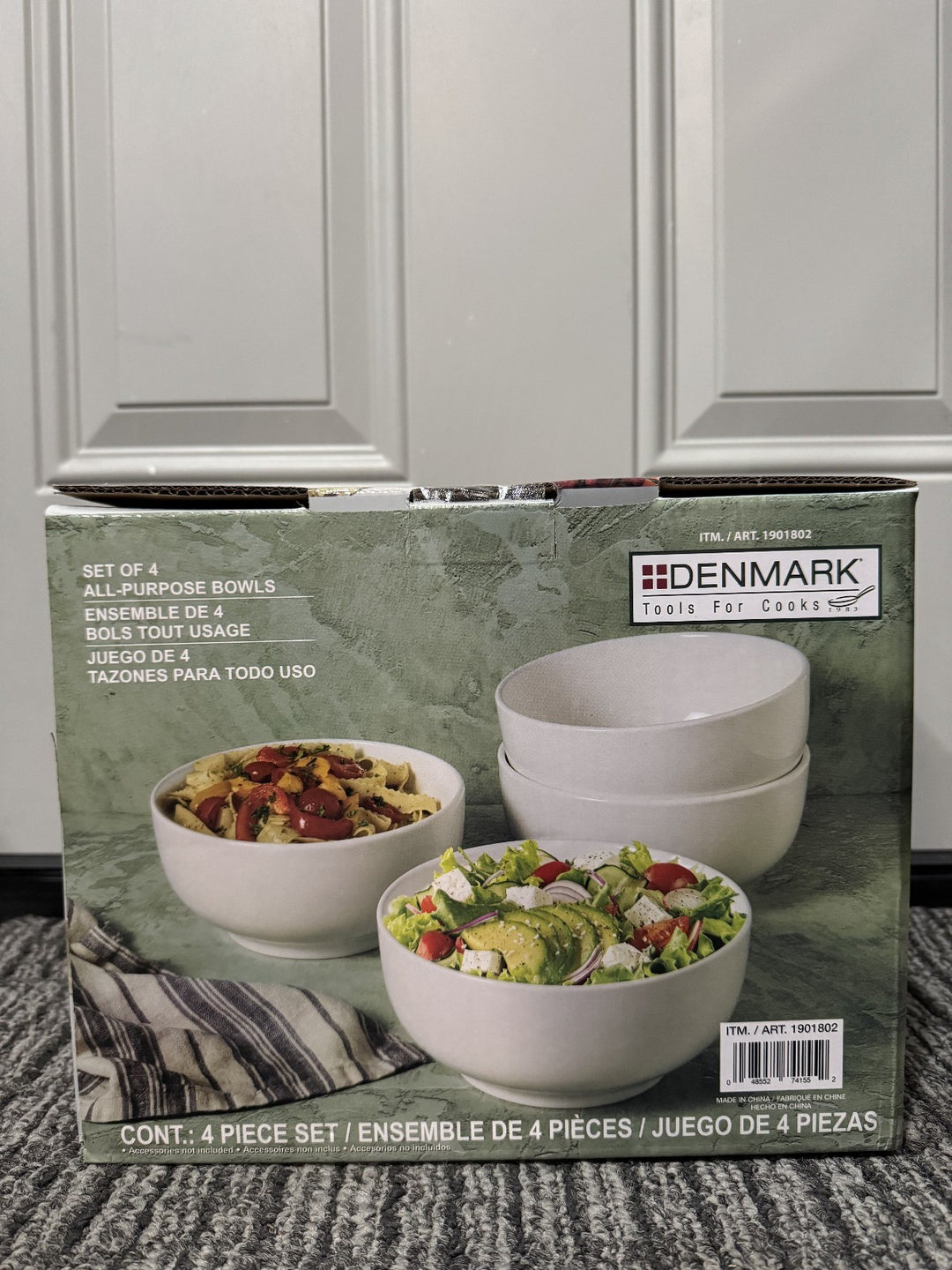 Denmark 4-piece White All Purpose Durable Vitrified Porcelain Bowls Ramen, Salad Retail $11.99