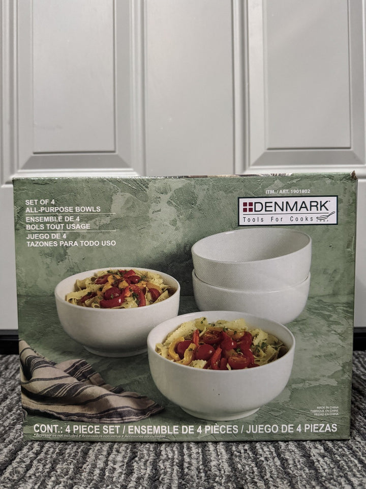 Denmark 4-piece White All Purpose Durable Vitrified Porcelain Bowls Ramen, Salad Retail $11.99