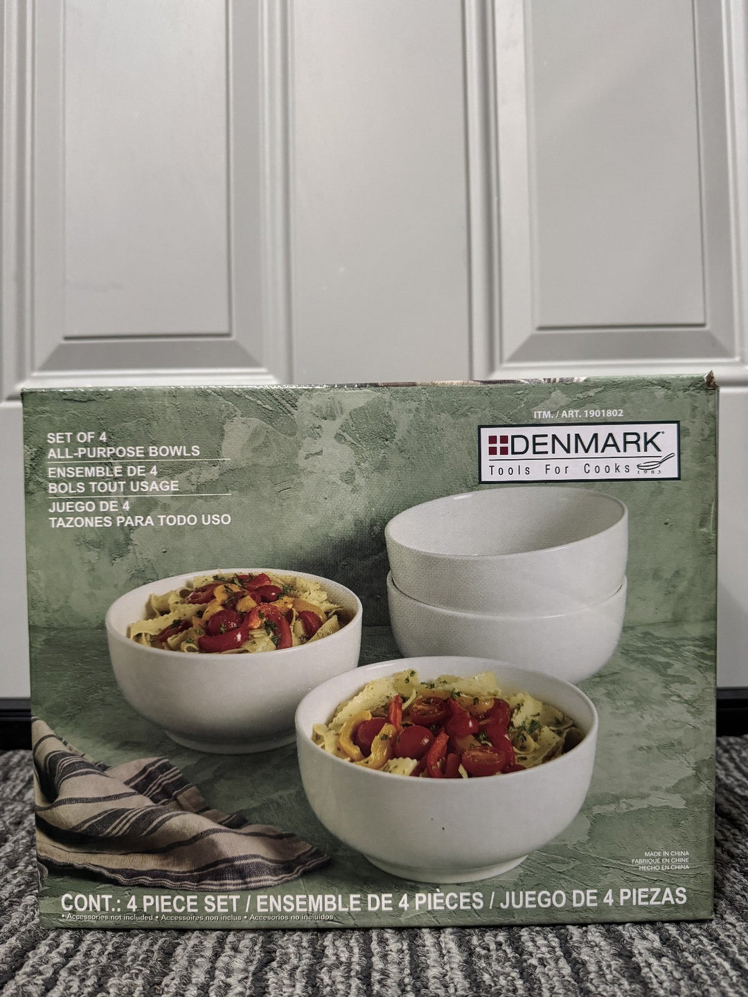 Denmark 4-piece White All Purpose Durable Vitrified Porcelain Bowls Ramen, Salad Retail $11.99