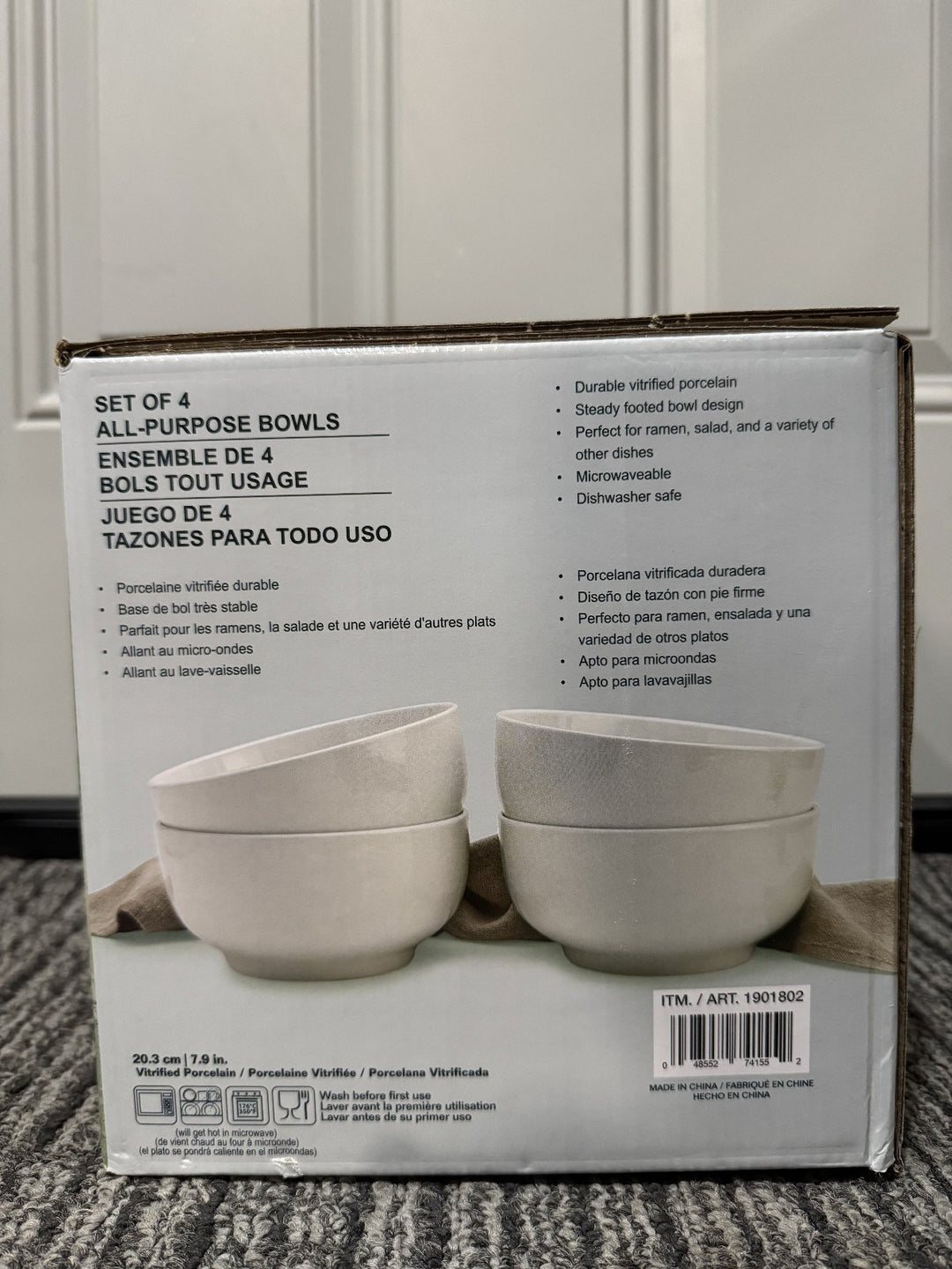 Denmark 4-piece White All Purpose Durable Vitrified Porcelain Bowls Ramen, Salad Retail $11.99