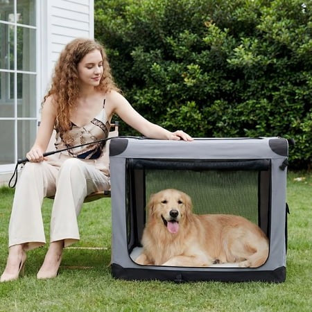Gianna 30-Inch Collapsible Dog Crate  Soft Foldable Pet Kennel with 3-Door Mesh for Indoor & Outdoor Retail $28.99