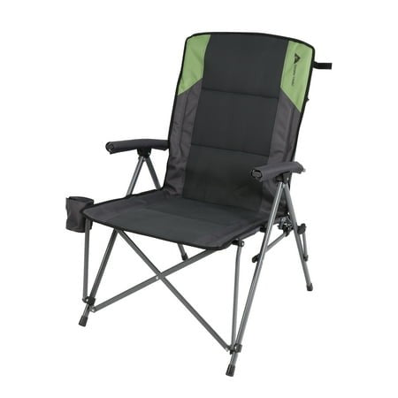 Ozark Trail High Back Hard Arm Outdoor Adult Camp Chair with Cup Holder  Polyester  Green Retail $52.97