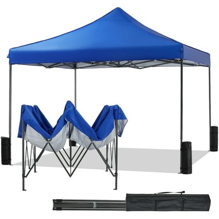 GIANNA 10x10 FT Pop up Canopy Tent with Slant Legs and Carrying Bag  Easy Setup Outdoor Shelter for Patio  Garden  Beach  Blue Retail $119.98