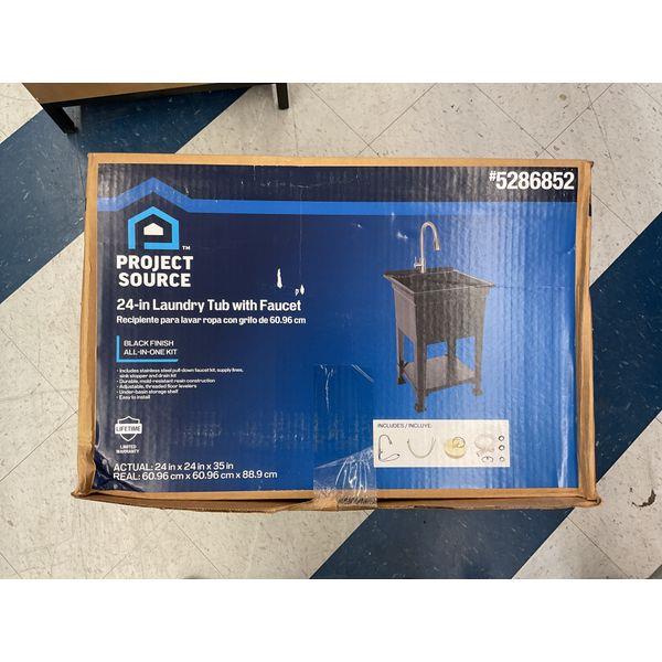 Project Source 24-in Laundry Tub with Faucet - All-in-One Kit, Black Finish Retail $170.00