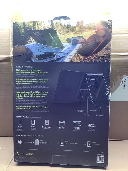 Goal Zero Nomad 20, Foldable Monocrystalline 20 Watt Solar Panel with 8mm + USB Port, Portable Solar Panel Charger. Lightweight 18-22V 20W Solar Panel Charger with Adjustable Kickstand Retail $149.95