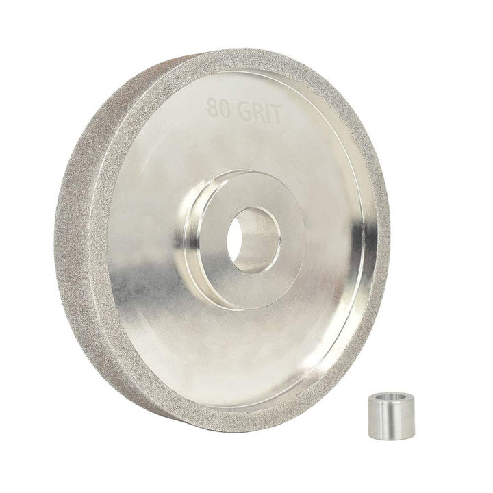 SCOTTCHEN CBN Grinding Wheel 6â€ x 1" Wide x 1" Arbor (with 1" to 5/8" Bushing) Grit# 80 for Sharpening High-Speed Steel (HSS) Tools with Aluminum Reducing Bushing Adaptor - 1Pack