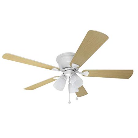 Harbor Breeze Centreville 42-Inches White with White/blonde Blades Indoor Flush Mount Standard Ceiling Fan with Light ( 5 -Blade)