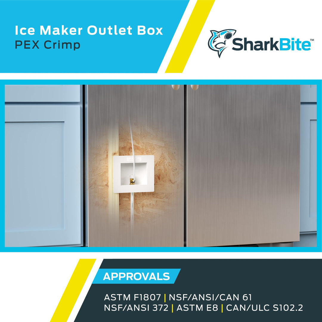 SharkBite 1/2 x 1/4 Inch Compression PEX Crimp Ice Maker Outlet Box, 25740