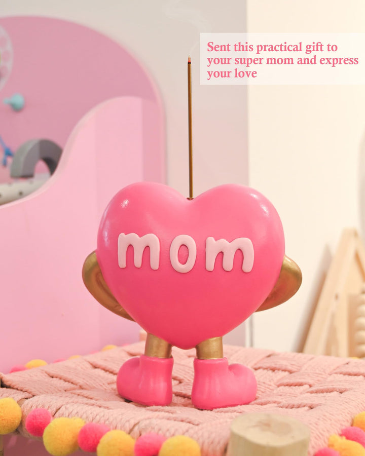 WDS WONDROUS Mother and Baby Hugging Figurine Gift for Mom from Daughter Resin Heart Statue Incense Holder for Mother's Day Decorative Incense Holder for Stickers Tabletop Shelf Decor