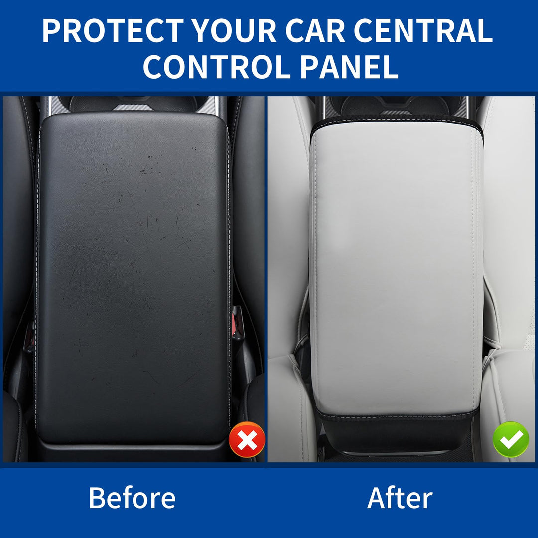 Wonarby Tesla Model 3/Y Armrest Accessories - Center Console Cover for Tesla - Car Armrest Box Cover Decoration Interior for Model 3 2017-2023 2024 2025 or Model Y 2020-2023 2024 2025 - White