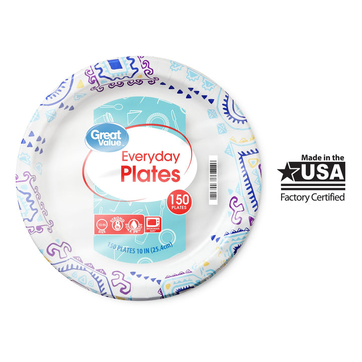 Great Value Disposable Paper Plates  10   150 Count Retail $12.13