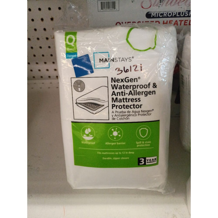 Mainstays NexGen Waterproof Anti-Allergen Zippered Mattress Protector  Queen