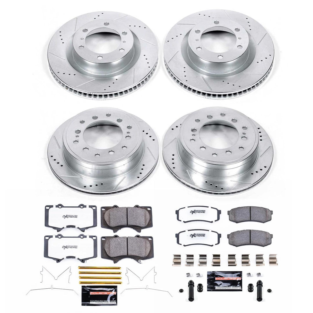 Power Stop Brake Kit For 2010-2022 Lexus GX460, 2010-2023 Toyota 4Runner - Front and Rear Z36 Truck & Tow, Drilled and Slotted Brake Rotors, and Carbon Fiber Ceramic Brake Pads Replacement, K5874-36